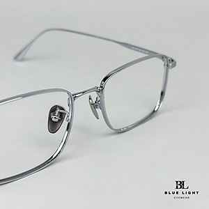 Gọng Kính Cận Giả Cận Nam Nữ Cao Cấp Titanium BLUE LIGHT, Mắt Chữ Nhật Nhỏ Dày Dặn, Nhẹ Dẻo Bạc, Đen