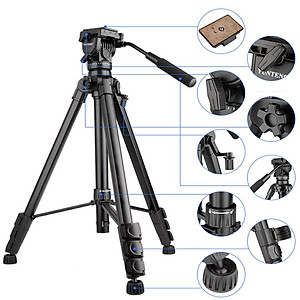 Chân máy tripod YUNTENG VCT-999RM dùng cho máy ảnh và điện thoại (Kèm túi đựng, đầu kẹp xoay 360 độ, remote) - Hàng Chính hãng