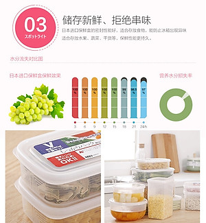 Bộ 03 hộp thực phẩm chữ nhật Nakaya 830ml hàng nội địa Nhật Bản K.124#