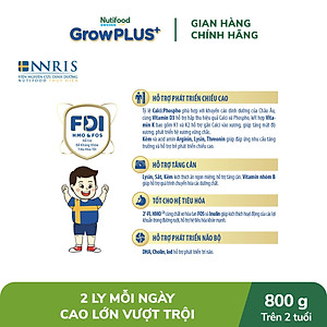 Sữa bột Nutifood GrowPLUS+ Cao Lớn Vượt Trội trên 2 tuổi Lon 800g