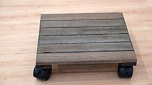 Đế Lót Chậu Cây Có Bánh Xe Thương Hiệu ANKAN, Đế Để Chậu Cây, Mặt Vuông Bằng Gỗ Tràm, Màu Đen Đường Kính 30 Cm, Tải Trọng 80kg - Hàng Xuất Khẩu