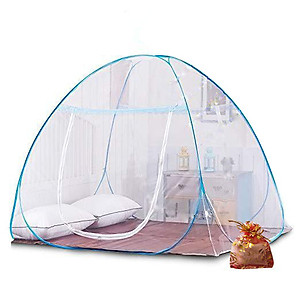 Mùng Chụp Tự Bung Cao Cấp Siêu Dày - thương hiệu A - Màu Xanh Da Trời  + Tặng kèm túi thơm thảo dược