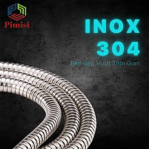 Dây vòi hoa sen tắm nóng lạnh Pimisi bằng inox 304 với đầu dây đồng thau không gỉ phù hợp với mọi sen tắm trong nhà vệ sinh dài 150cm chống xoắn - mạ xi sáng bóng - ống mềm cấp nước và dùng được cho cả vòi xịt nhà vệ sinh phòng tắm | Hàng chính hãng