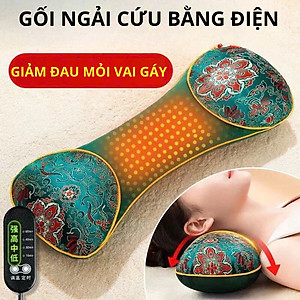 Gối Ngải Cứu Điện Làm Nóng MassageVai Gáy Cổ Hương Thơm Tự Nhiên Từ Thảo Dược Giảm Đau Mỏi