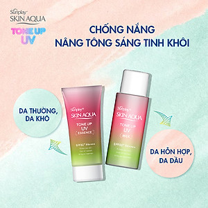 Kem chống nắng nâng tông Skin Aqua Tone up Rose cho da trắng, khuyết điểm xanh hoặc tái xanh, dạng tinh chất Sunplay Skin Aqua Tone Up UV Essence Happiness Aura (Rose) SPF 50+ PA++++ 50g