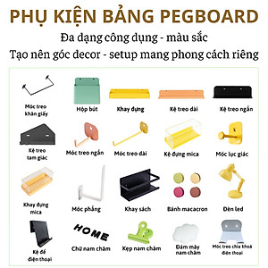 Hộp bút + khay đựng + kệ L ngắn + kệ L Dài + kệ tam giác Dola Home để vật dụng cần thiết - Phụ kiện bảng Pegboard