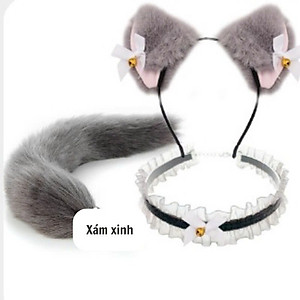 Combo Phụ kiện thời trang Đuôi cosplay cáo nhân tạo Cosplay + nơ cổ + kẹp tóc (Halloween / Lễ hội / Trang phục hóa trang)