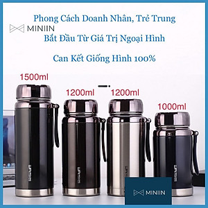Bình Giữ Nhiệt Kim Cương Inox 304- Chống Rỉ Set, Nắp Đậy Chặt, Giữ Nhiệt Nóng Lạnh Tốt 6- 8h, Quai Đeo Chắc Chắn, Thiết Kế Sang Trọng, Màu Sắc Thanh Lịch, Tiện Lợi, Pha Lọc Trà, Hàng Chính Hãng MINIIN
