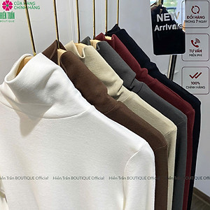 Áo giữ nhiệt nữ Hiền Trần BOUTIQUE cổ lọ dài tay chất vải cotton mềm mại kiểu dáng suông phong cách thanh lịch A14 Women