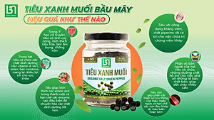 Tiêu xanh muối Organic Bầu Mây 35g - Cay cấp độ 3 với độ cay nồng nàn, cay dẻo vị chanh tươi vị ngon truyền thống, giúp kích thích vị giác, giúp ăn ngon miệng hơn, cải thiện chức năng của hệ tiêu hoá