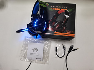 Tai nghe gaming chụp tai PYTHON FLY chống ồn âm thanh stereo cho PS4, PC, Xbox One, PS5, kèm mic đàm thoại, đèn LED, âm bass, vành chụp tai mút mềm cho Laptop Mac-Xanh-Hàng chính hãng