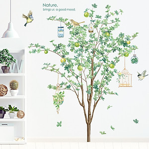 Decal dán tường Sticker dán tường in chất lượng cao có keo mặt sau mẫu Cây Lựu Vintage ZH70