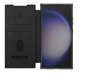 Bao da chống sốc cho Samsung Galaxy S24 Ultra, S24 Plus, S24 trang bị nắp bảo vệ Camera hiệu Nillkin Qin Pro (ngăn đựng thẻ ATM Name Card, chất liệu da cao cấp, thiết kế thời trang cá tính) - Hàng nhập khẩu