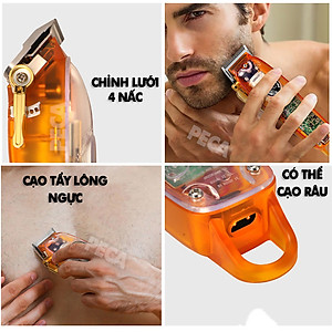 Tông đơ cắt tóc chuyên nghiệp KEMEI KM-2709PG điều chỉnh 2 mức tốc độ, sử dụng sạc USB sạc nhanh pin trâu 3h, có màn hình LCD hiển thị tăng đơ cắt tóc trẻ em và người lớn dùng cho gia đình, salon tiệm tóc barber - Hãng phân phối chính thức