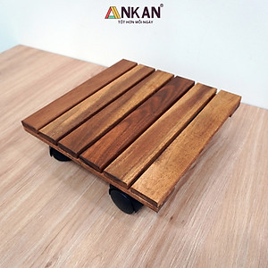 Combo 2 đôn chậu cây cảnh có bánh xe màu vàng cạnh 30cm dùng để đặt chậu cây chậu hoa, tiêu chuẩn xuất khẩu Châu Âu, thương hiệu ANKAN