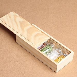 Set 06 lọ đá Thạch Anh vụn thiên nhiên gồm 06 màu khác nhau kèm hộp gỗ