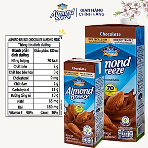 Thùng Sữa Hạt Hạnh Nhân ALMOND BREEZE vị Chocolate 180ml x 24 Hộp