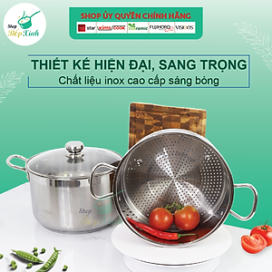 Bộ nồi xửng hấp inox 430 bếp từ 3 đáy Fivestar 30cm  nắp kính - tặng 1 muỗng canh