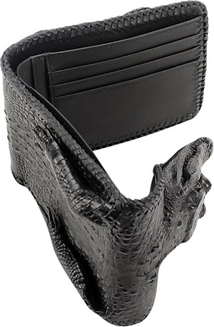 Ví Nam Da Cá Sấu Nguyên Con Vip Huy Hoàng HT2270 (12.5 x 10 cm) - Đen