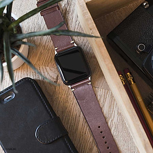 Dây Đeo Apple Watch 49mm 46mm 45mm 44mm 42mm, Chất Liệu Da Bò Cao Cấp, Phong Cách Vintage Hoài Cổ, Tương Thích Các Phiên Bản Series Ultra2/Ultra/SE2/SE/10/9/8/7/6/5/4/3/2/1