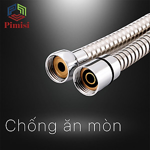 Dây vòi hoa sen tắm nóng lạnh Pimisi bằng inox 304 với đầu dây đồng thau không gỉ phù hợp với mọi sen tắm trong nhà vệ sinh dài 150cm chống xoắn - mạ xi sáng bóng - ống mềm cấp nước và dùng được cho cả vòi xịt nhà vệ sinh phòng tắm | Hàng chính hãng