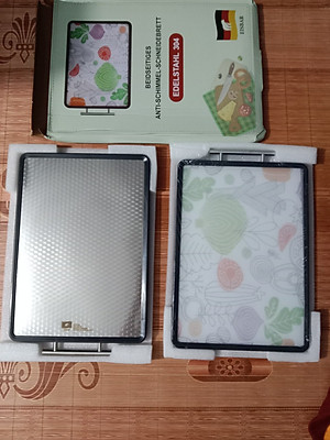 Thớt INOX 304 cao cấp với thiết kế 2 mặt bền bỉ, tiện lợi, an toàn cho sức khỏe: kháng khuẩn, chống nấm mốc, chống trơn trượt (SIZE LỚN)