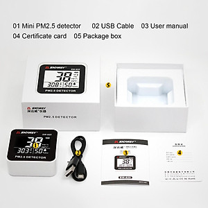 Máy Đo Chất Lượng Không Khí SNDWAY SW-825 - Đo Bụi Siêu Mịn PM2.5 - Đo Nhiệt Độ - Độ Ẩm Thời Gian Thực - Sử Dụng Pin Sạc - Hàng Chính Hãng