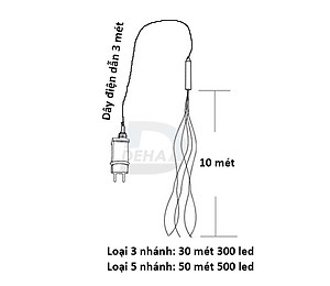 Dây đèn led đom đóm trang trí cắm điện chia nhánh 10 mét mỗi nhánh, không nháy, luôn sáng dây bóng đèn fairy light cao cấp, tinh tế decor phòng, quấn cây, chống nước dùng được ngoài trời ( Tùy chọn màu và chiều dài dây)
