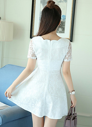 Đầm Ren Tay Ngắn Kiểu Dáng Dễ Thương DN020 MayHomes, Kiểu Dáng Xinh, Gợi Cảm, Vải Bền Đẹp, Đường May Khéo Léo 