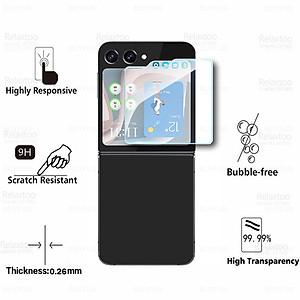 Miếng dán kính cường lực màn hình phụ cho Samsung Galaxy Z Flip 5 full 9D hiệu HOTCASE Kuzoom Protective Glass - mỏng 0.3mm, vát cạnh 2.5D, độ cứng 9H, viền cứng mỏng chống vỡ cạnh - Hàng nhập khẩu