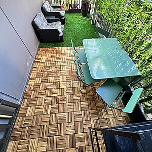 Vỉ Gỗ Lót Sàn Ban Công Thương Hiệu ANKAN Màu Nâu Vàng Loại 12 Nan, Ván Gỗ Lót Sàn Ngoài Trời, Sân Vườn, Hồ Bơi, Phòng Spa, Siêu Bền, Chịu Nước Tốt, Chống Trơn Trượt, Tiêu Chuẩn Xuất Khẩu (1 Vỉ)