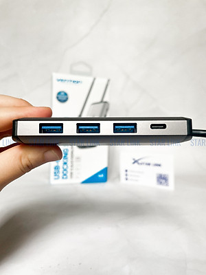 Cáp chuyển đổi Type-C sang HDMI + 3 cổng USB 3.0 + Type-C PD  Vention CNBHB - hàng chính hãng