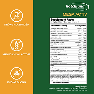 Viên uống bổ sung Vitamin tổng hợp, tăng cường sức đề kháng Hotchland MegaActiv TPBVSK-Hàng chính hãng [Hộp 60 Viên]-HL4639