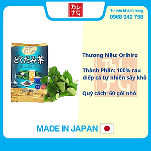 Combo 2 gói trà diếp cá mát gan, giải độc Orihiro gói 60 túi Nhật Bản + Tặng Gói Trà Sữa Matcha Macca