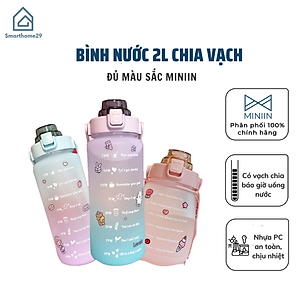 Bình Đựng Nước 2L Dễ Thương Có Vạch Báo Giờ Uống Nước - Hàng Loại 1 - Chính Hãng MINIIN