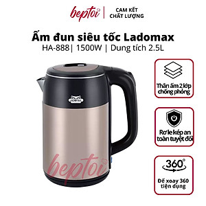 Ấm siêu tốc, bình đun nước siêu nhanh Inox 2 lớp chống phỏng Ladomax HA-888 2.5L - Hàng chính hãng