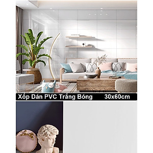 Bộ 15 Tấm Xốp Dán Tường 3D PVC Đá Trắng Ngọc Trai 60x30cm Keo Sẵn Dày 2,5mm Cao Cấp, Sang Trọng 
