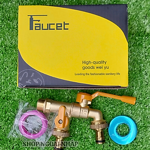 Vòi nước Faucet tăng áp bằng hợp kim vòi nước 2 đầu ra thông minh kèm 2 đầu nối ống