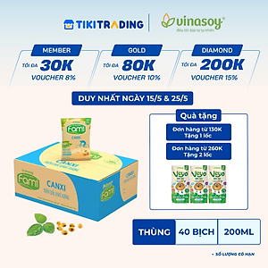 Thùng Sữa Đậu Nành Vinasoy Fami Canxi Nguyên vị (200ml x 40 Bịch)