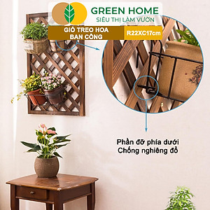 Giỏ treo hoa ban công, D22xC18cm, chất liệu sắt sơn tĩnh điện, phù hợp với mọi lan can |Greenhome