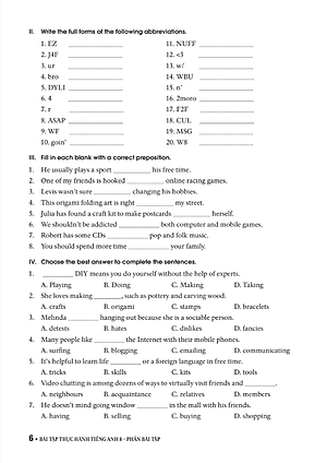 Sách Bài Tập Thực Hành Tiếng Anh 8 - Không Đáp Án (Theo Chương Trình Mới Của Bộ GD&ĐT)