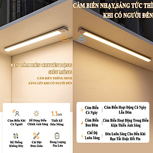 Đèn LED Cảm Biến Hồng Ngoại KUNBE Với Ánh Sáng 3 Màu, Hiệu Ứng Độc Đáo, Nhiều Kích Cỡ, Phù Hợp Trang Trí Tủ Quần Áo, Cầu Thang, Nhà Bếp, Phòng Khách, Phòng Ngủ