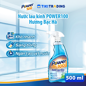 Combo 2 Chai Nước Lau Kính POWER100 Hương Bạc Hà 500mlx2