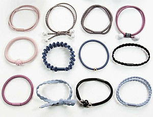 Sét 12 Dây Buộc Tóc Hàn Quốc, Chun Cột Tóc