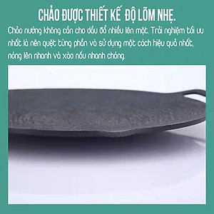 Chảo Đá Nướng Thịt Kiểu Hàn Quốc, Vỉ Nướng BBQ Chống Dính Không Cần Dầu Size 34cm Hàng Chính Hãng MINIIN