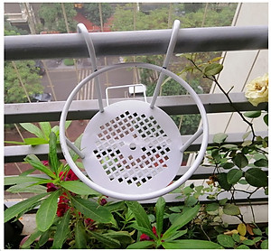 ComBo 3 GIỎ SẮT Treo Chậu Hoa Ban Công Hình Tròn - Màu Trắng