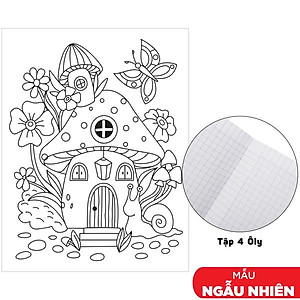 Tập Học Sinh Tô Màu Mushroom-House - Bìa Kiếng - 4 Ô Ly - 96 Trang 100gsm - The Sun