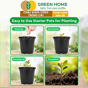 Bộ 3 Chậu nhựa trồng cây, nhiều kích thước, thoát nước tốt, đa dạng kích thước trồng cây, hoa, kiểng lá |Greenhome