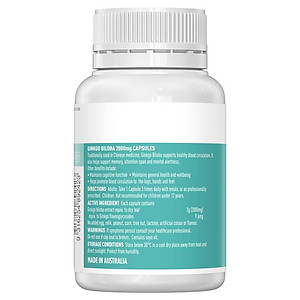 Bổ não Úc Healthy Care Ginkgo Biloba 2000, Giúp tăng tuần hoàn máu não, Cải thiện chức năng nhận thức, Trí nhớ, Giúp an thần và Giảm Stress - QuaTangMe Extaste