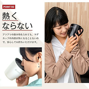 Cốc inox giữ nhiệt Cafe Mug 330ml có gioăng silicon  & nắp trượt chống tràn - Nội địa Nhật Bản